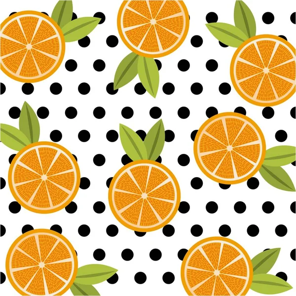 Gyümölcs-citrus narancssárga élelmiszer pöttyös zökkenőmentes minta — Stock Vector