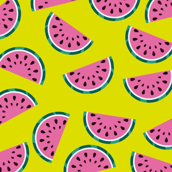 Watermelon fruit juicy fresh seamless pattern — Stock Vector