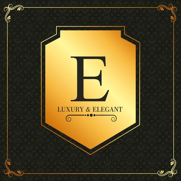 Luxury elegant monogram design template golden ornament banner floral background — Stock Vector