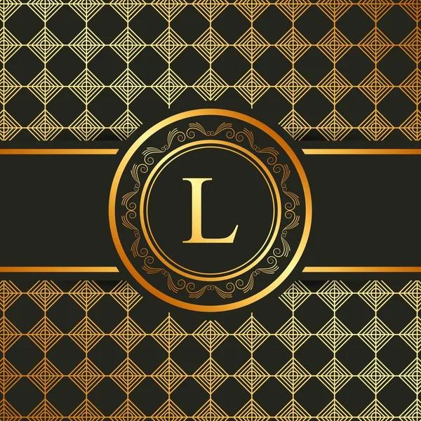 Runde goldene kalligrafische königliche Emblem geometrische abstrakte Symbol Druckvorlage — Stockvektor