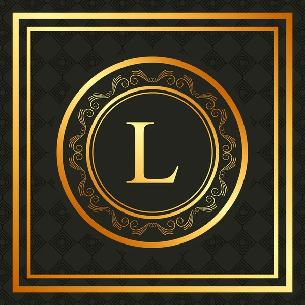 Goldene kalligrafische runde Rahmen florales Luxus-Emblem — Stockvektor