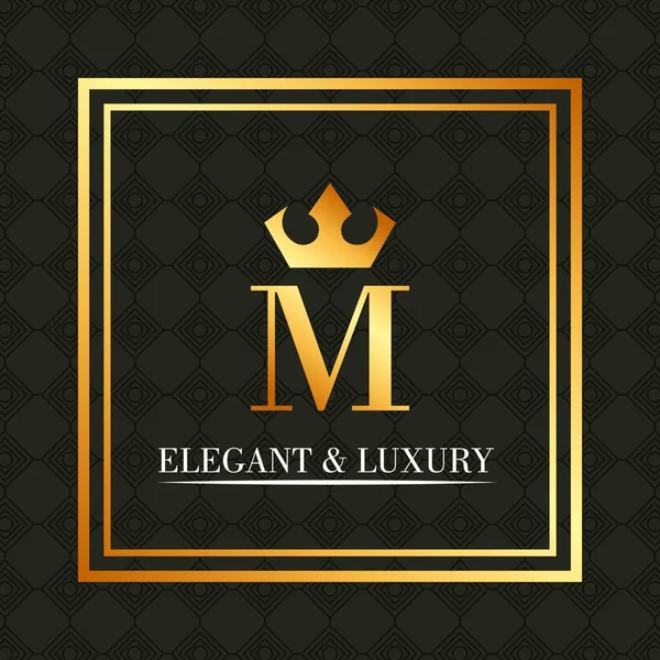 Elegante y lujoso monograma corona real — Vector de stock