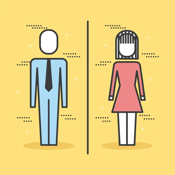 Hommes et femmes d'affaires stand caractère pictogramme — Image vectorielle