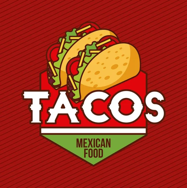 Tacos mexikanische nahrungsmittelkarte werbebanner — Stockvektor