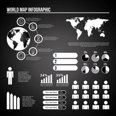 Dünya harita Infographic grafik nüfus