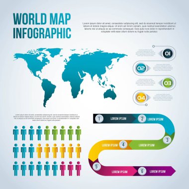 Dünya harita Infographic grafik nüfus