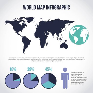 Dünya harita Infographic pasta grafiği popülasyon