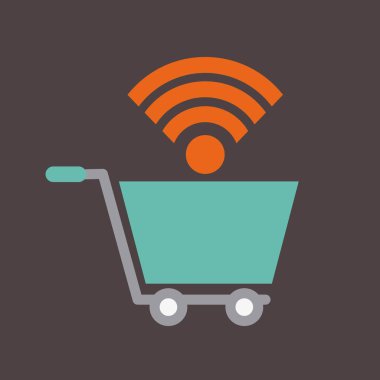 Alışveriş Sepeti simgesini bir wifi online ticaret ile