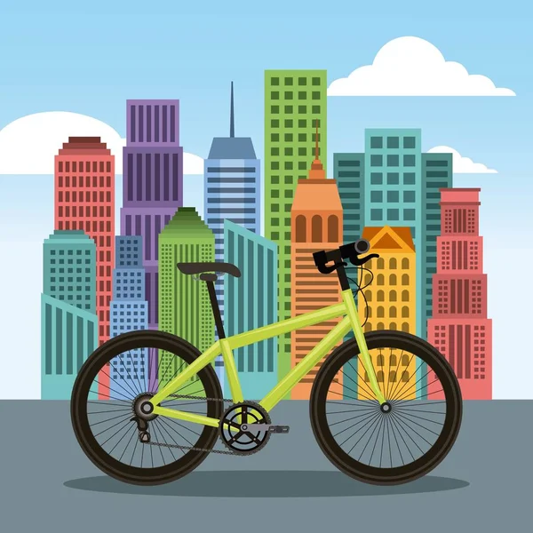 Fahrrad und Stadt bauen Stadtlandschaft — Stockvektor