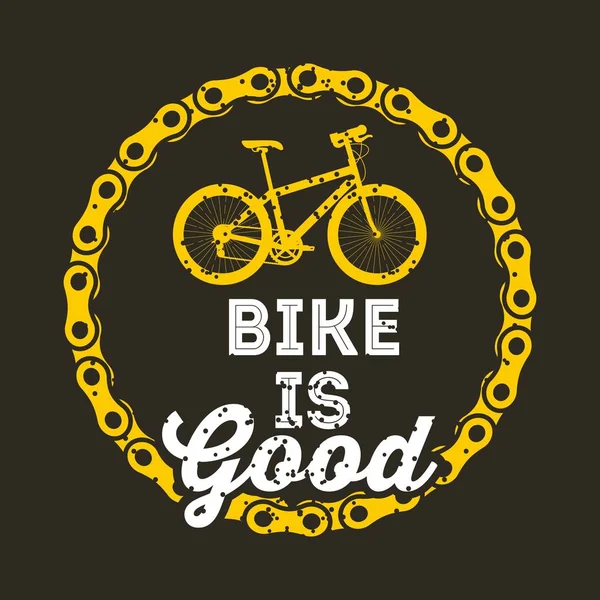 自転車は良いラウンド チェーン ポスター暗い背景です。 — ストックベクタ