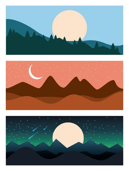 set of landscape sky mountains banners horizontal