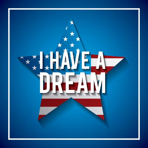 J'ai une carte postale de rêve Etats-Unis drapeau en forme de symbole étoile — Image vectorielle