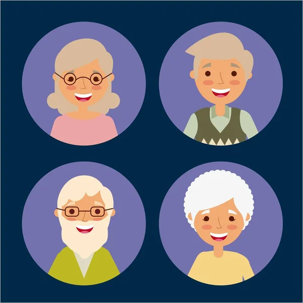 Круглые аватары пожилых женщин и мужчин — стоковый вектор