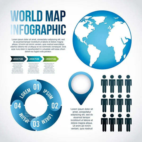 World map infographic chart population Royalty Free Stock Vectors