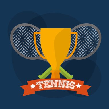 Tenis raketleri ve kupa kazanan oyun