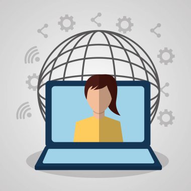 kadın laptop internet gobal bağlantı dijital