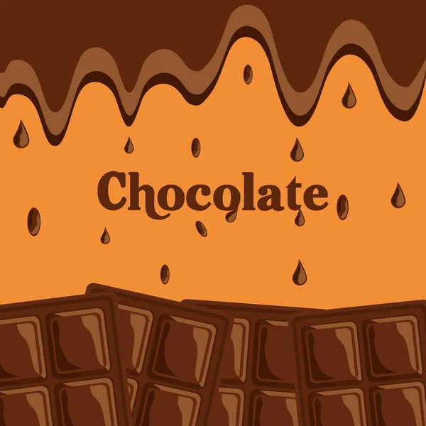 Barre de chocolat fondu affiche sucre de cacao — Image vectorielle