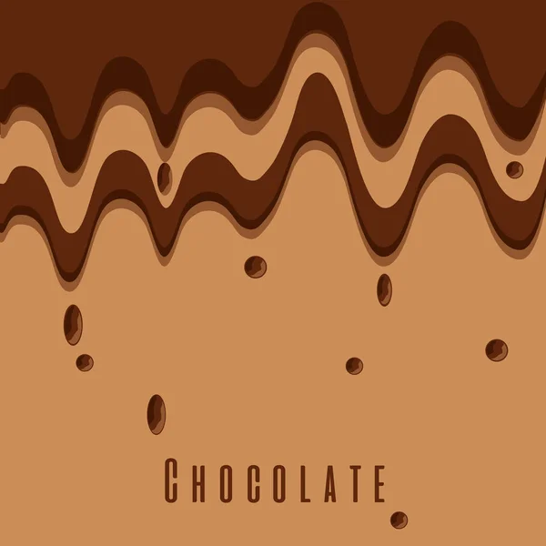 Chocolate derretido gotejamento cor marrom doce — Vetor de Stock