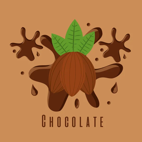 Chocolade cacao ingrediënt suiker splash — Stockvector