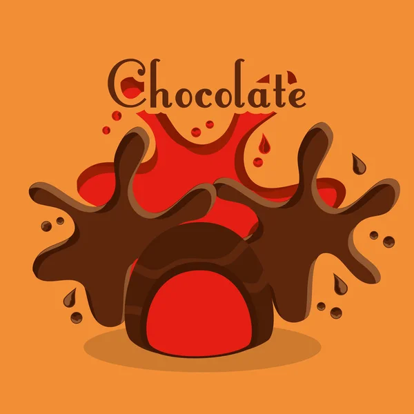 Cukierki czekoladowe plakat deser krem splash — Wektor stockowy