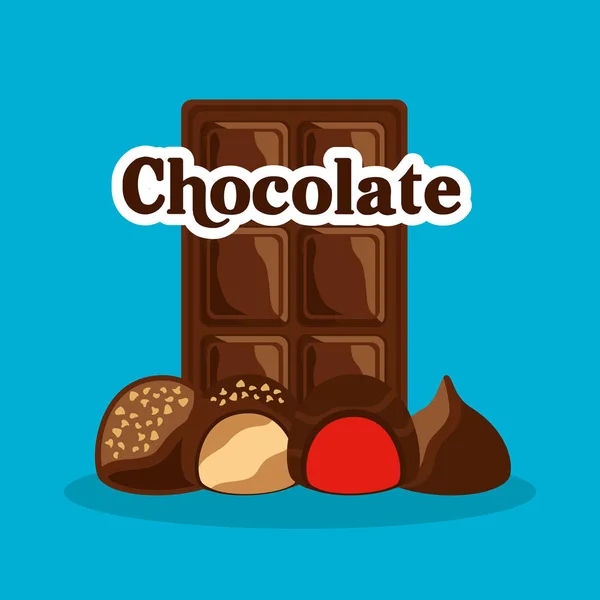 Chocolade bar en snoepjes met crème chips — Stockvector
