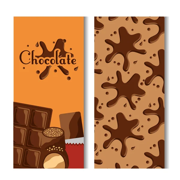 Chocolade bar en splash snoepjes banners — Stockvector