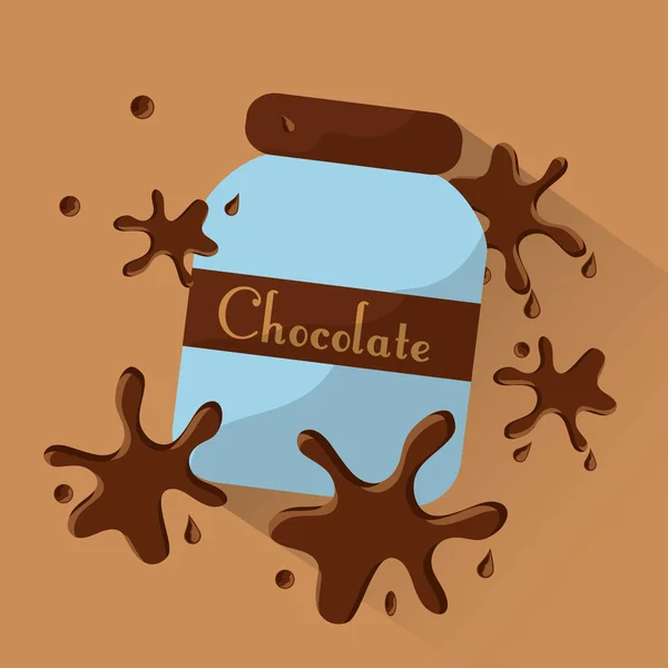 Chocolate jar food splashes poster dessert — Stock Vector