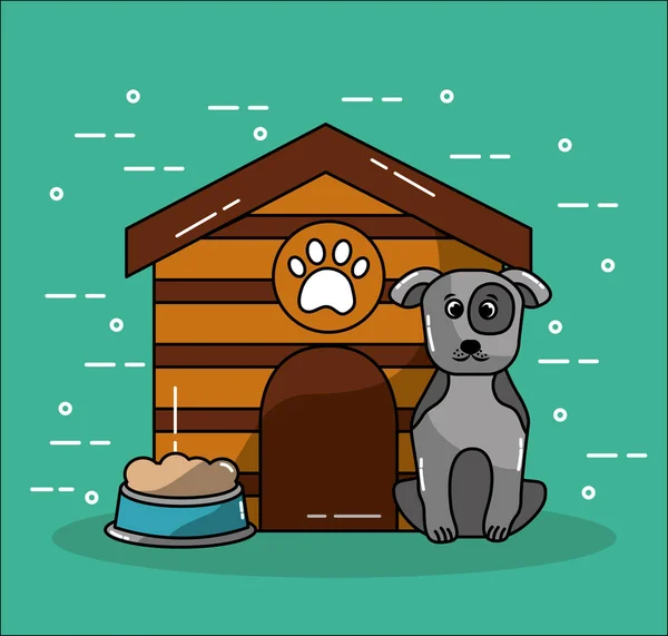 Κατοικίδιο σκύλο σπίτι και μπολ τροφίμων εικόνας — Διανυσματικό Αρχείο