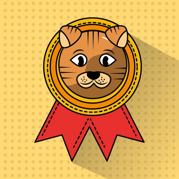 Συντροφιάς γάτα νικητής μετάλλιο κορδέλα βραβείο — Διανυσματικό Αρχείο