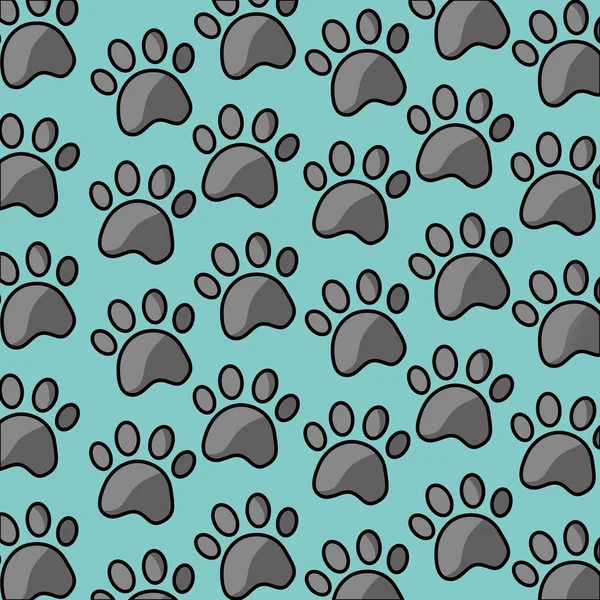 Pet paw print dog cat seamless pattern — Stock Vector