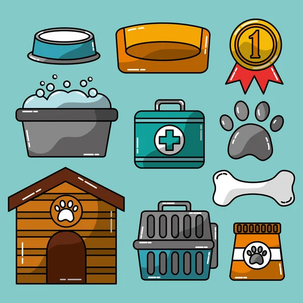 Acessórios para animais de estimação preparação e cuidados veterinários — Vetor de Stock