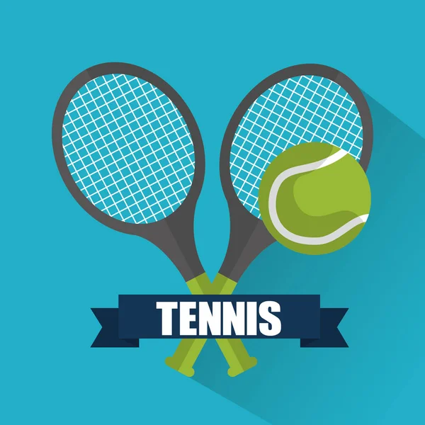 Tennis cross racket ball banner emblem — Stock Vector