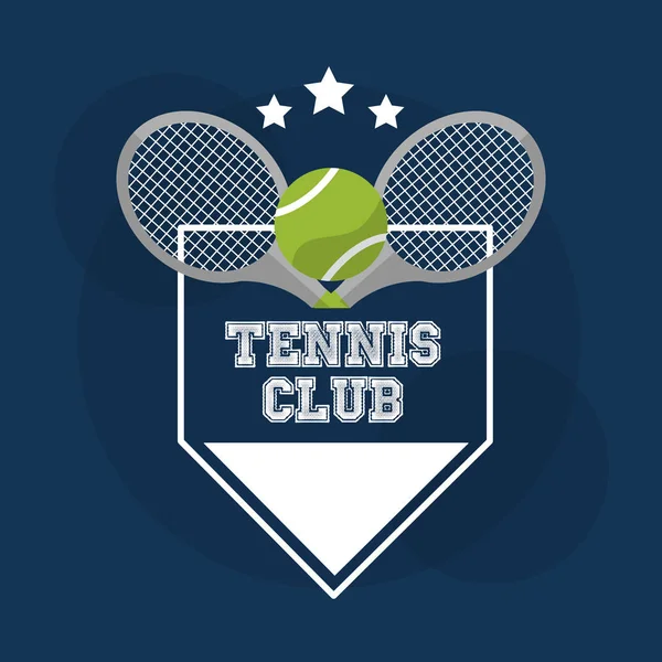 Tenis club raqueta bola banner sello diseño — Archivo Imágenes Vectoriales