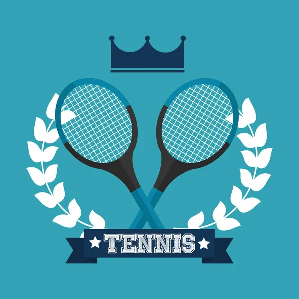 Raqueta de tenis corona corona laurel ganador deporte — Vector de stock