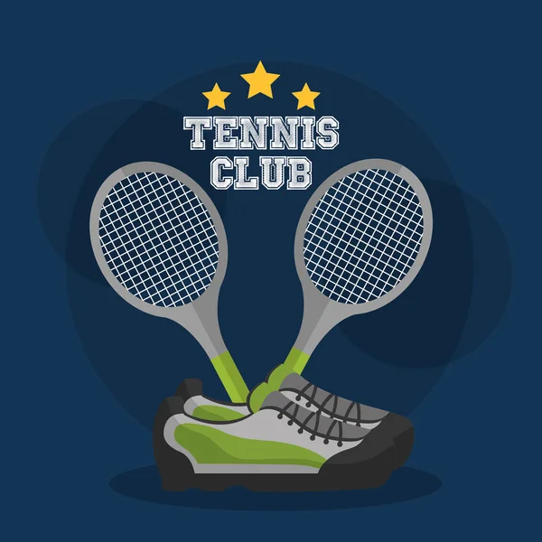 Raqueta club tenis cruzado y zapatillas de deporte equipo — Archivo Imágenes Vectoriales
