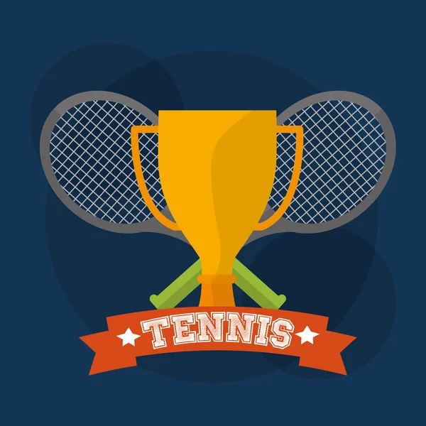 Tenis raketleri ve kupa kazanan oyun — Stok Vektör