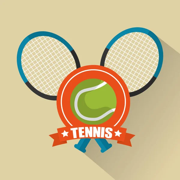 Raquetas de tenis emblema deportivo cruz y pelota — Archivo Imágenes Vectoriales