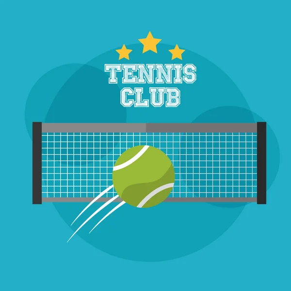 Tenis club rejilla y bola de velocidad emblema deportivo — Vector de stock