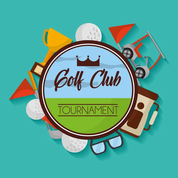 Club de golf badge tournoi équipement sport — Image vectorielle