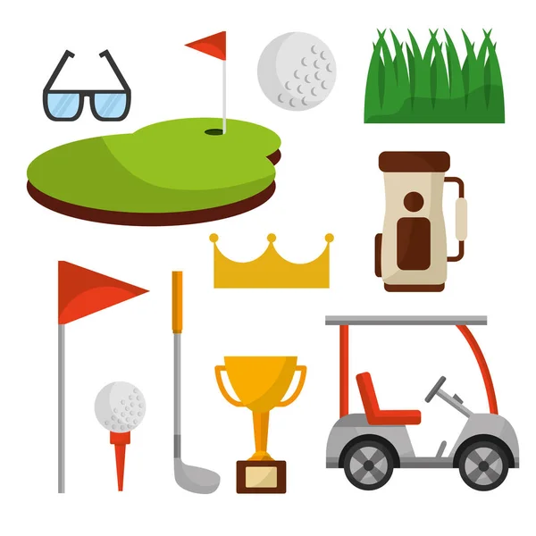 Conjunto de equipo de golf club deporte — Archivo Imágenes Vectoriales