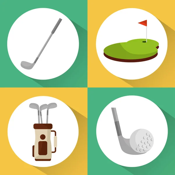 Set of golf club equipment sport — Stock Vector