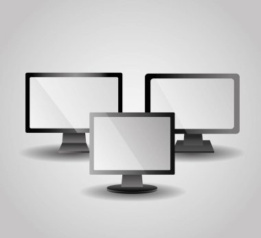 Set monitör bilgisayar medya teknolojileri gadget tasarım vektör çizim