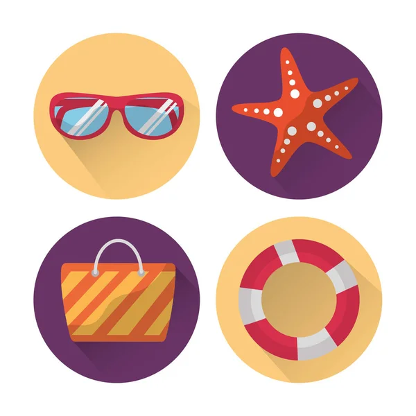 Set icons best summer season vacation — Stock Vector