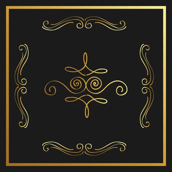 Золотая каллиграфия расцветает в круговороте декоративного орнамента — стоковый вектор