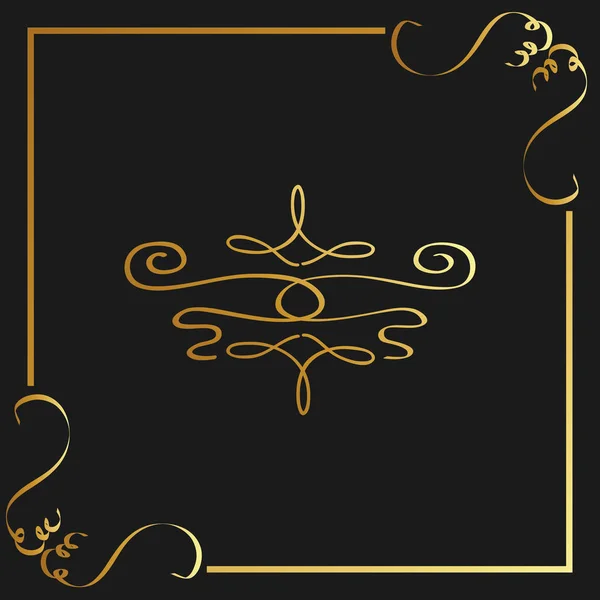 Oro calligrafico fiorisce ornamento decorativo elemento di design vortice — Vettoriale Stock