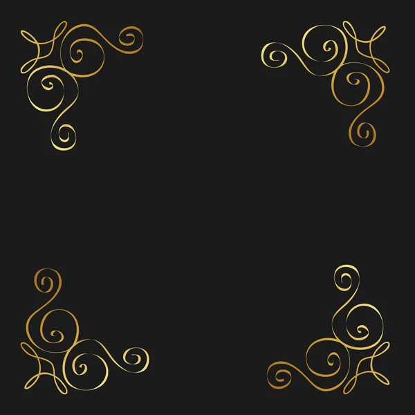Oro calligrafico fiorisce ornamento decorativo elemento di design vortice — Vettoriale Stock