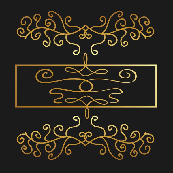 Oro caligrafía florece ornamento decorativo elemento de diseño remolino — Vector de stock