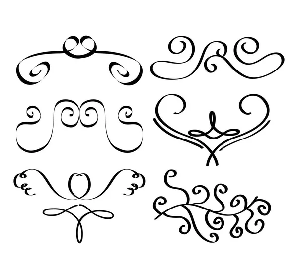 Sada kaligrafických dekorační filigreee spirála děliče — Stockový vektor