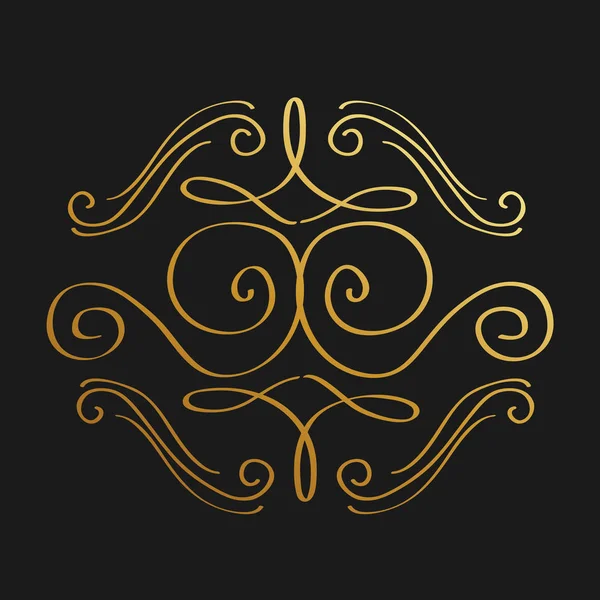 Golden kalligrafikus virágzik dekoratív dísze design elem örvény — Stock Vector
