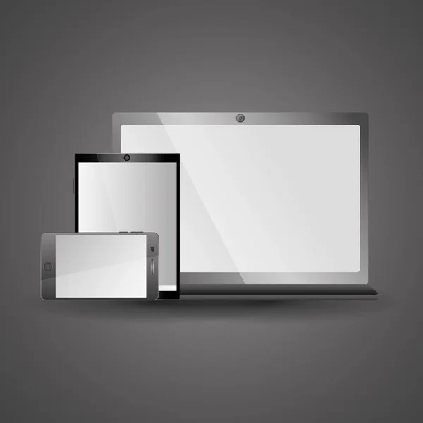 Smartphone tablet i laptop ikona gadżety elektroniczne — Wektor stockowy